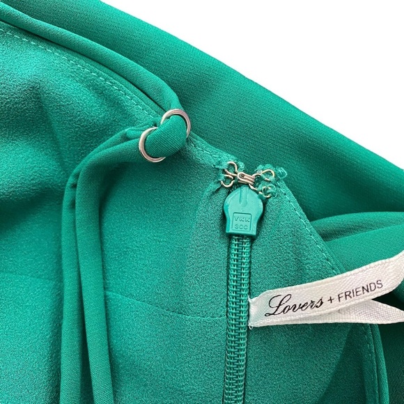 Lovers + Friends Evergreen Gown Draped Ruched Asymmetric Ruffled Medium - Picture 6 of 16